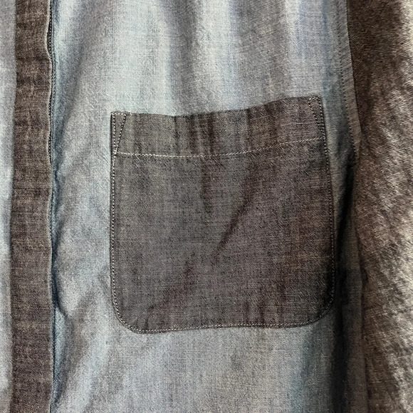 Lands End Denim Shirt Dress, Contrasting Pocket/Sleeves Side Hidden Pockets, M - Picture 9 of 10